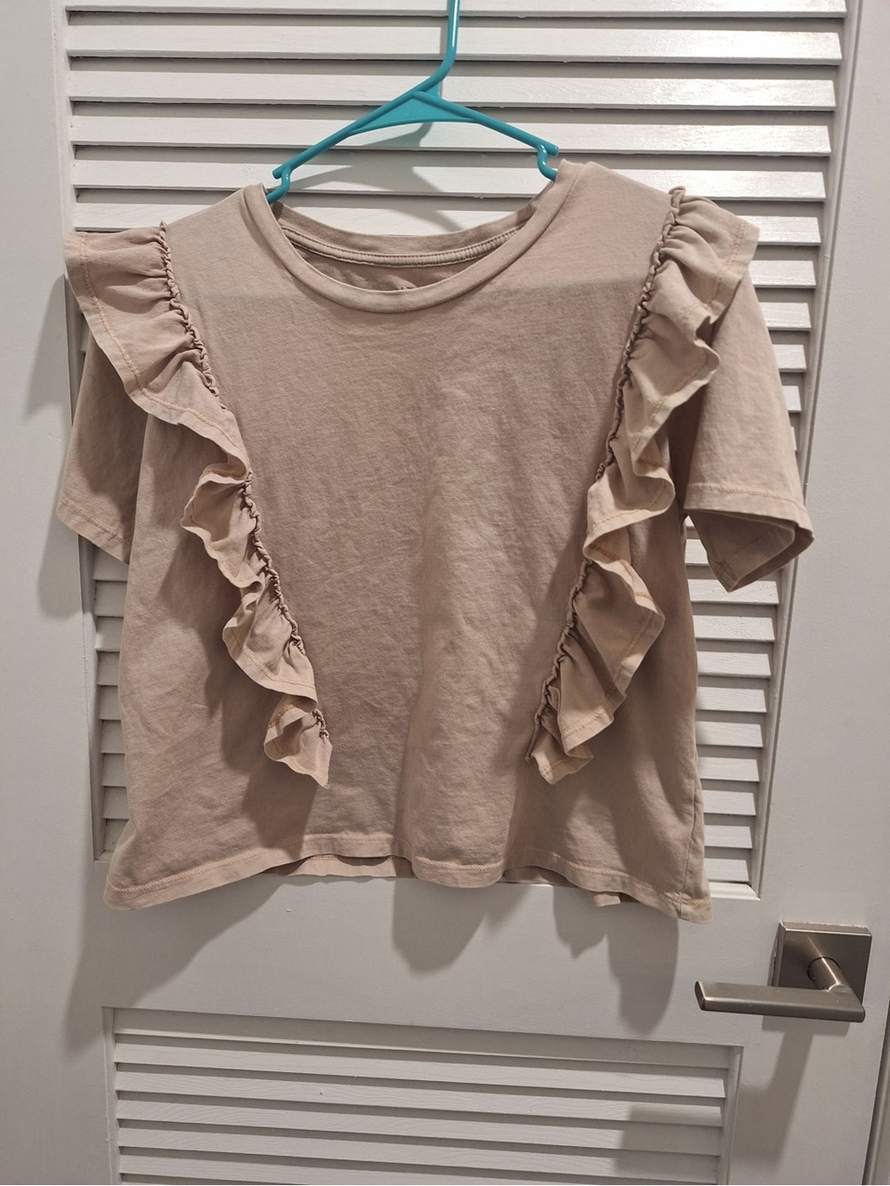 Vintage Beige Ruffle Short-Sleeve Tee